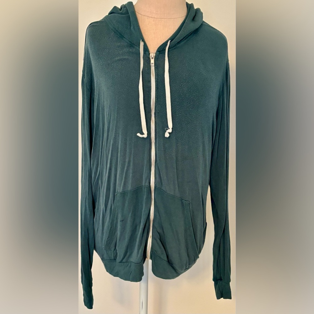 Brandy Melville Teal Full Zip Hoodie Sweatshirt Jacket;!Girls Juniors OS